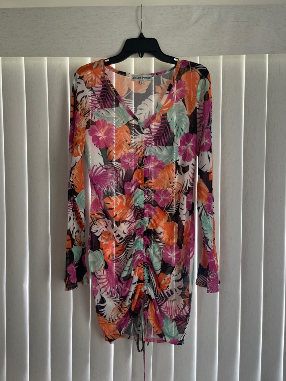 Almost Famous Tropical Floral Swim Coverup in Orange, Pink, Mint, Black